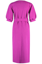 Fuchsia Puff Sleeve Midi Dress