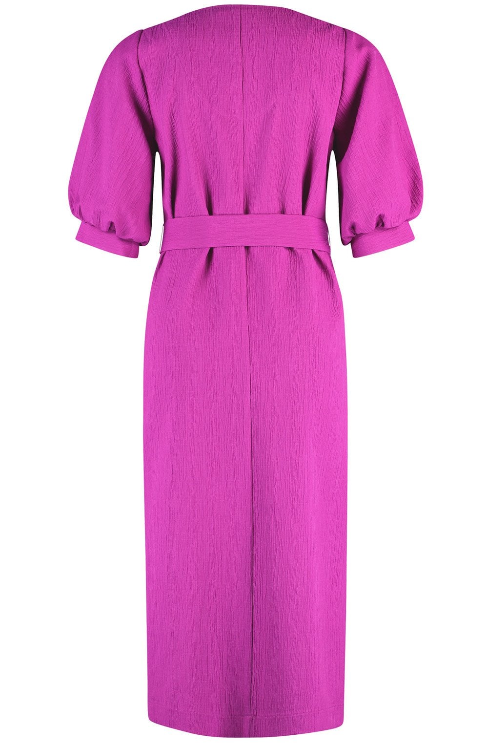 Fuchsia Puff Sleeve Midi Dress