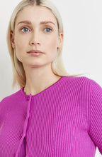 Fuchsia Ribbed Knit Cardigan