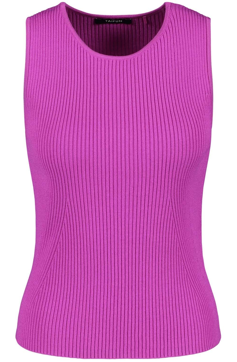 Fuchsia Ribbed Knit Sleeveless Top