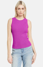 Fuchsia Ribbed Knit Sleeveless Top