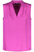 Fuchsia Sleeveless Pleated Blouse