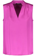 Fuchsia Sleeveless Pleated Blouse