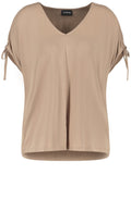 Gathered Shoulders Beige Top