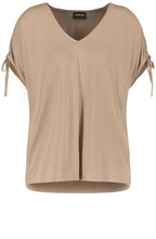 Gathered Shoulders Beige Top