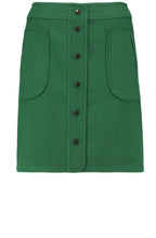 Green Front Button Detail Skirt