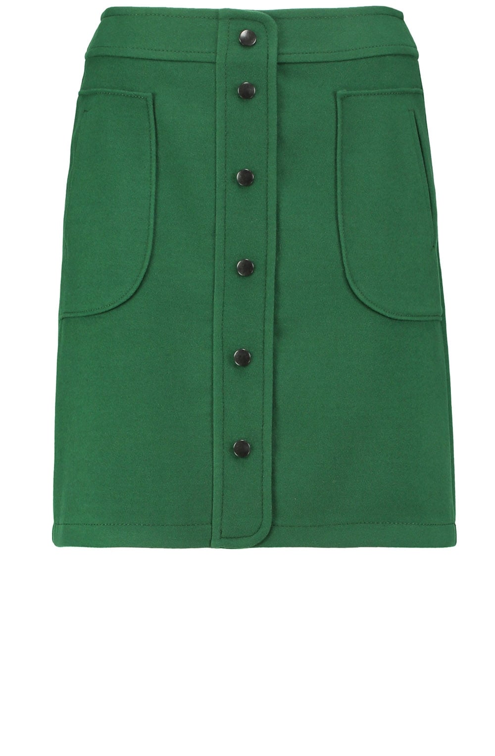 Green Front Button Detail Skirt