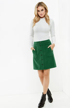 Green Front Button Detail Skirt