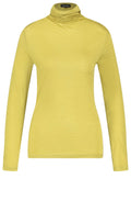 Green Jersey Polo Neck Top