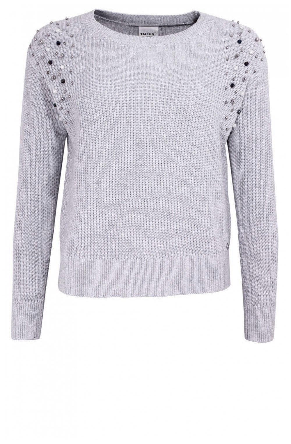 Grey Bead Detailed Sweater
