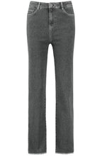 Grey Flared Jeans With Hem Slits