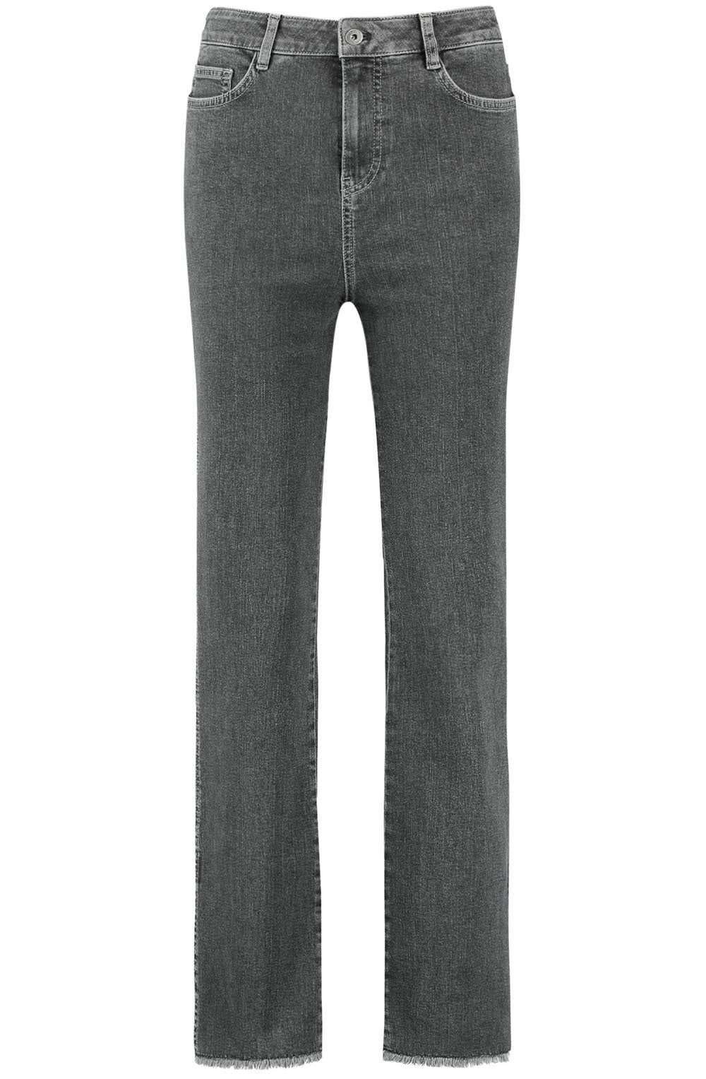 Grey Flared Jeans With Hem Slits
