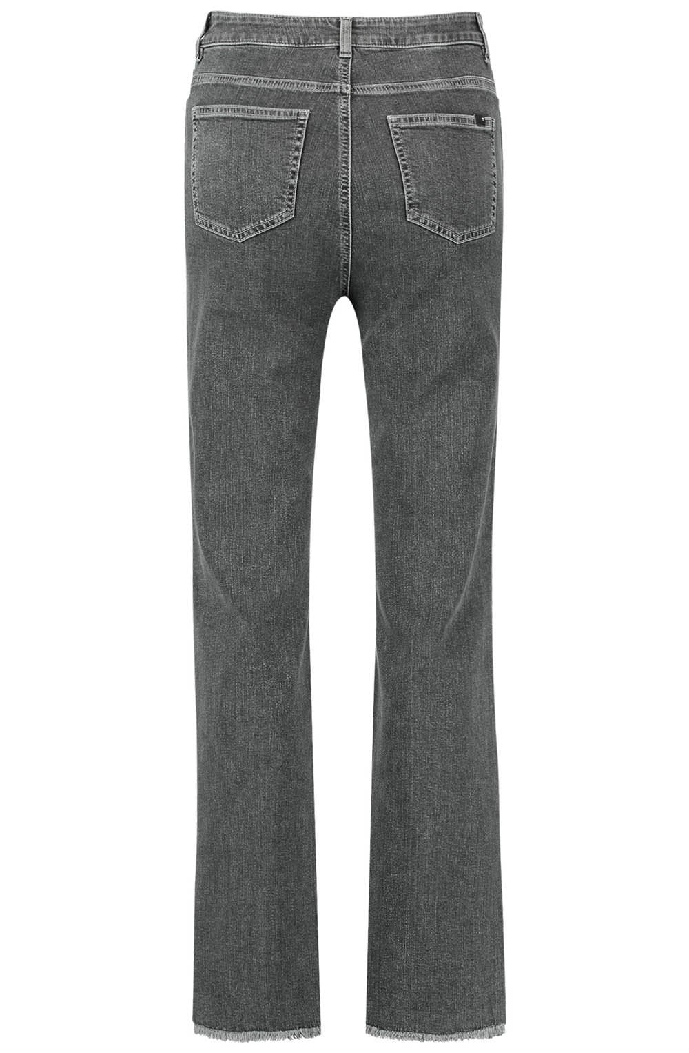 Grey Flared Jeans With Hem Slits