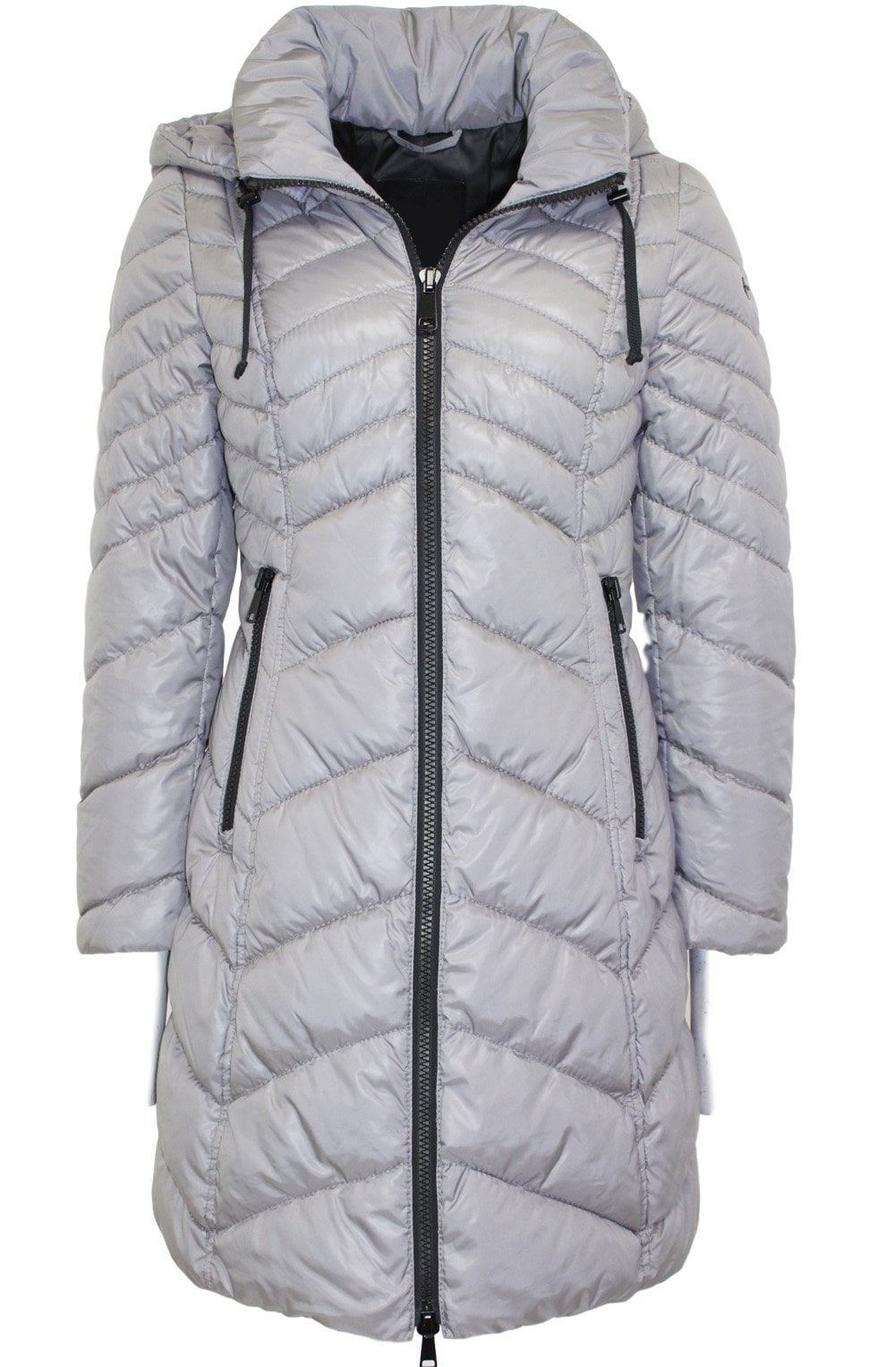 Grey Quilted Long Line Coat