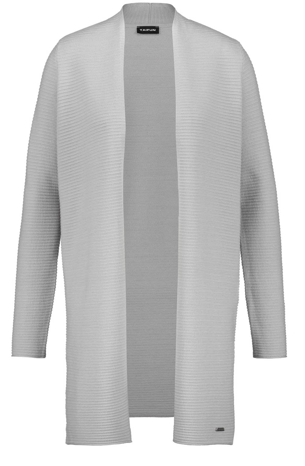 Grey Ribbed Knit Cardigan