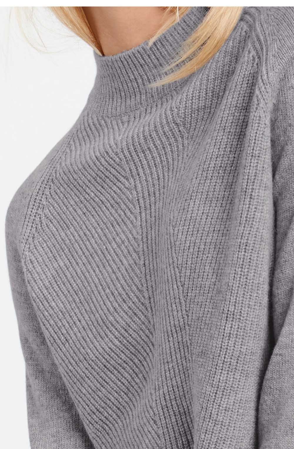 Grey Ribbed Knit Sweater