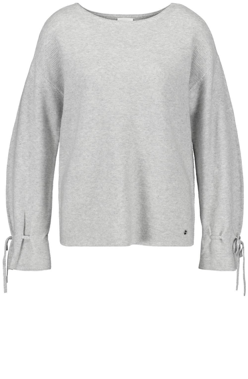 Grey Ribbed Knit Sweater