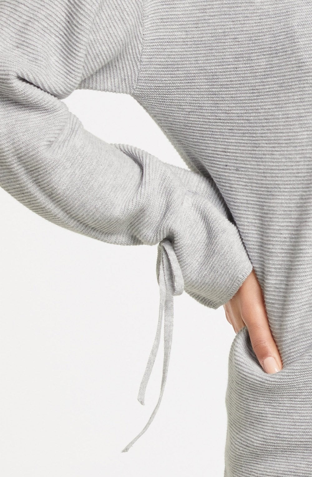 Grey Ribbed Knit Sweater