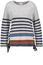 Grey Striped Detailed Sweater