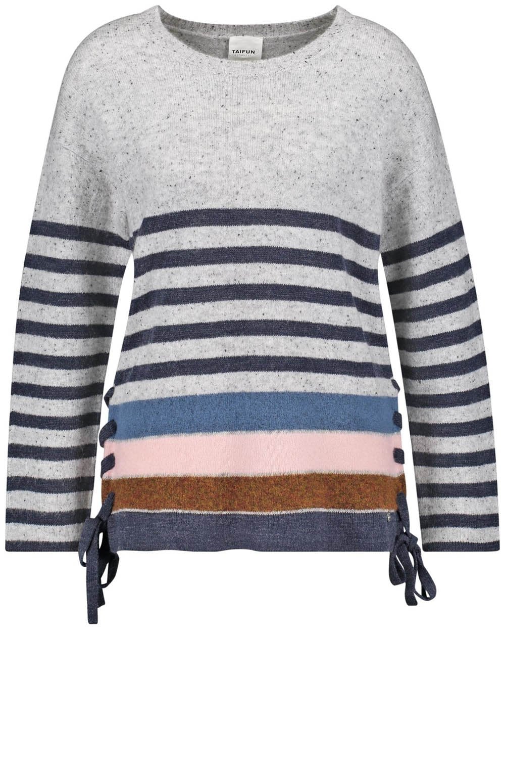 Grey Striped Detailed Sweater