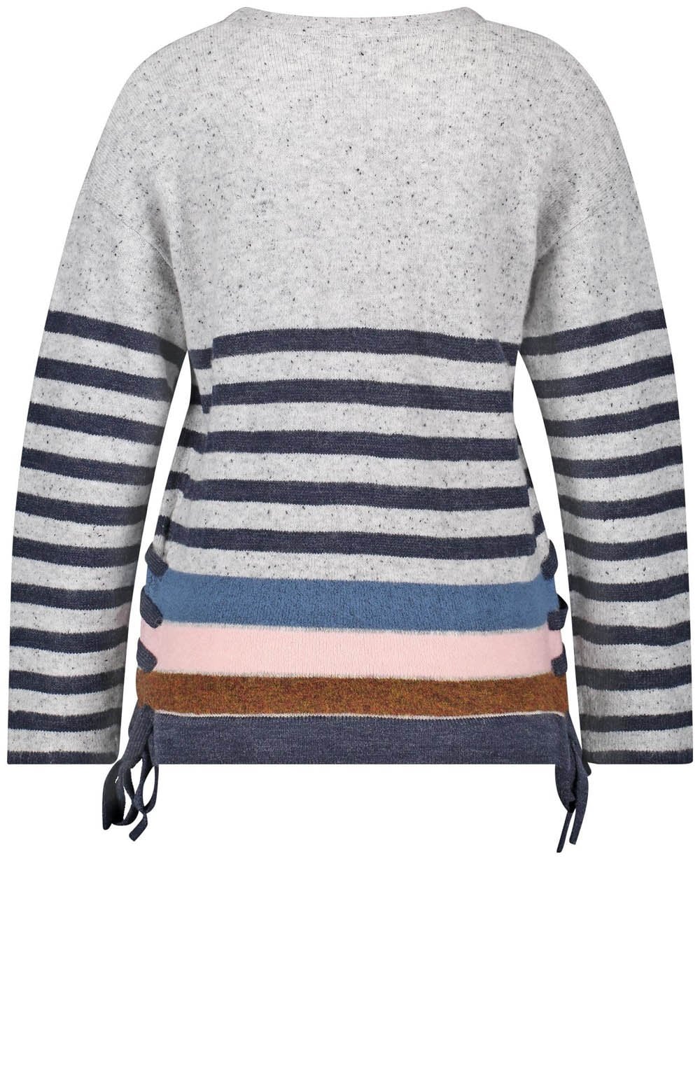 Grey Striped Detailed Sweater