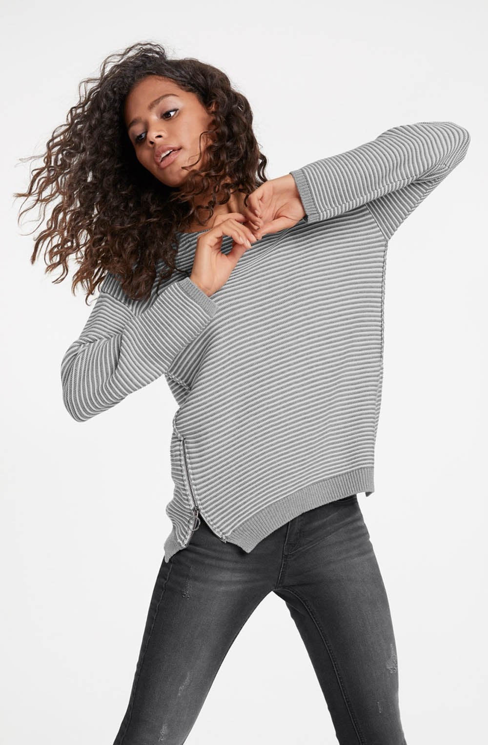 Grey Striped Sweater