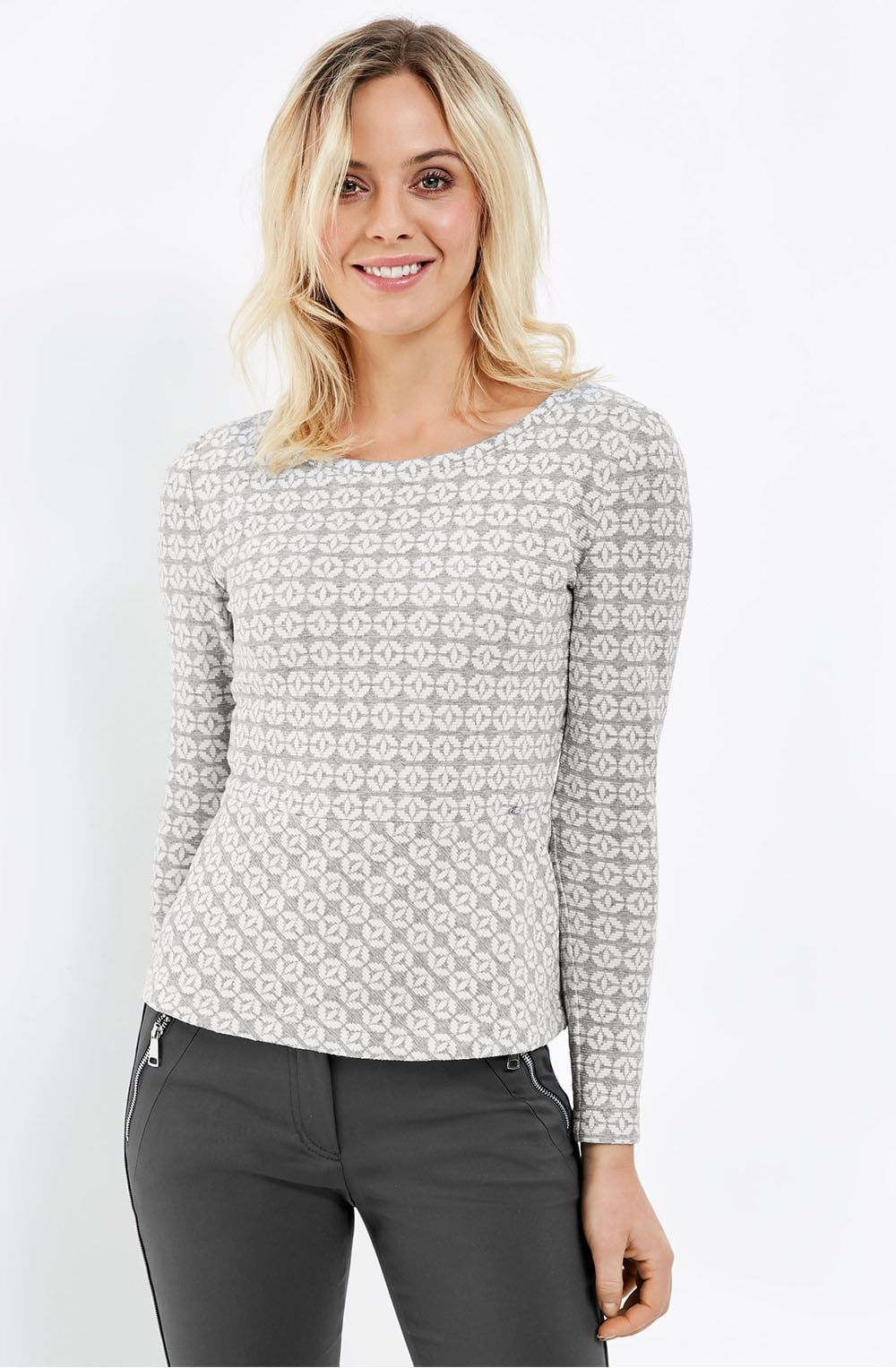 Grey & White Patterned Top
