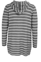 Grey & White Striped Cardigan