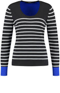 Heather Blue and Black Fine Knit Jumper