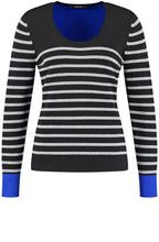 Heather Blue and Black Fine Knit Jumper