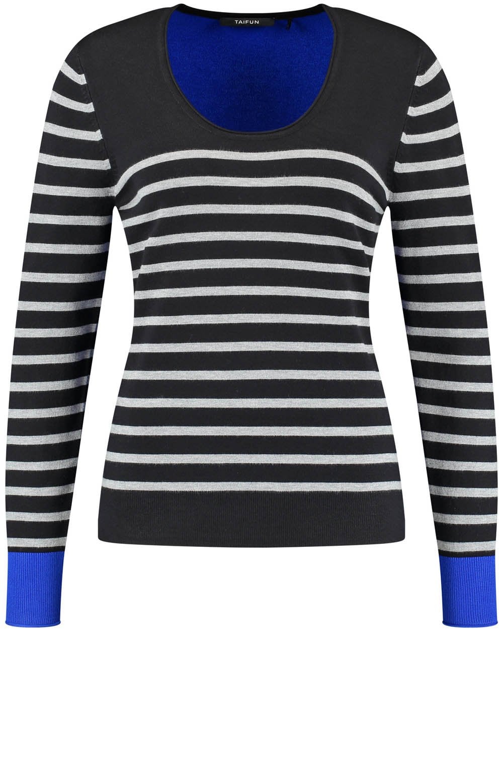 Heather Blue and Black Fine Knit Jumper