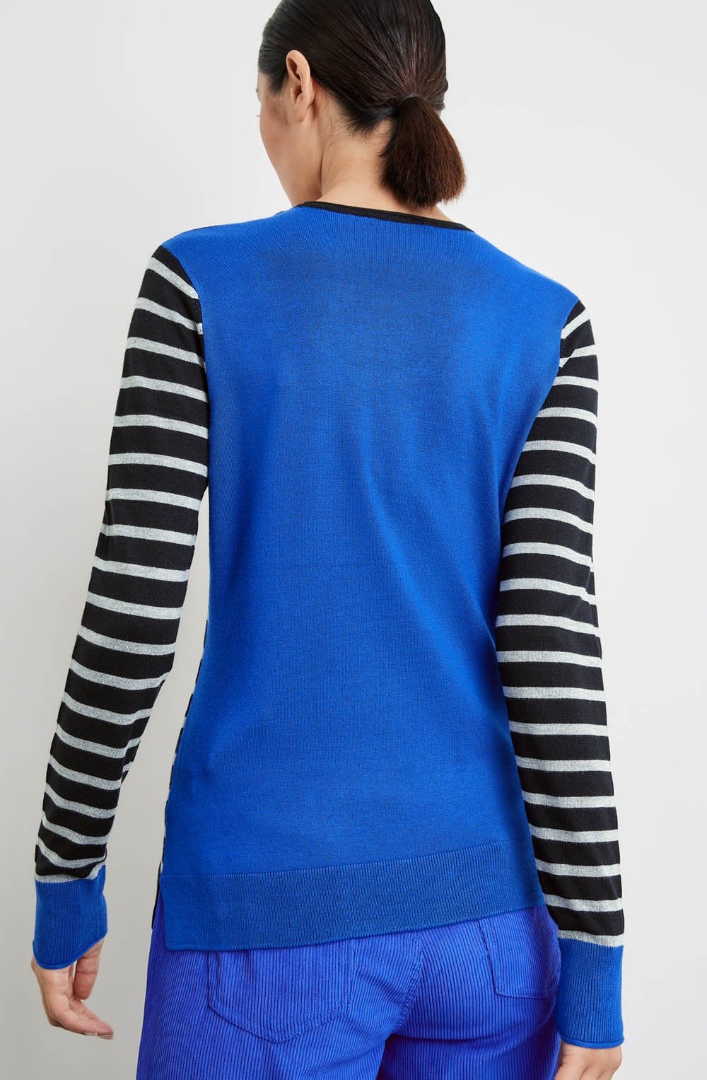 Heather Blue and Black Fine Knit Jumper