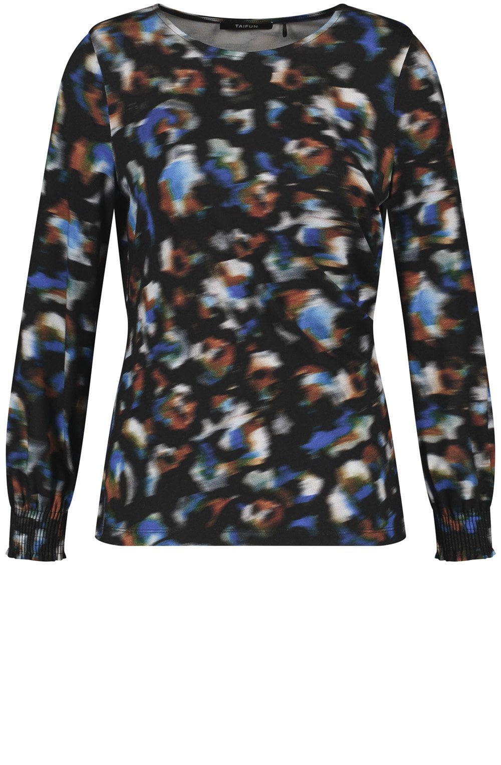Heather Blue Blurred Top With Smocked Cuffs