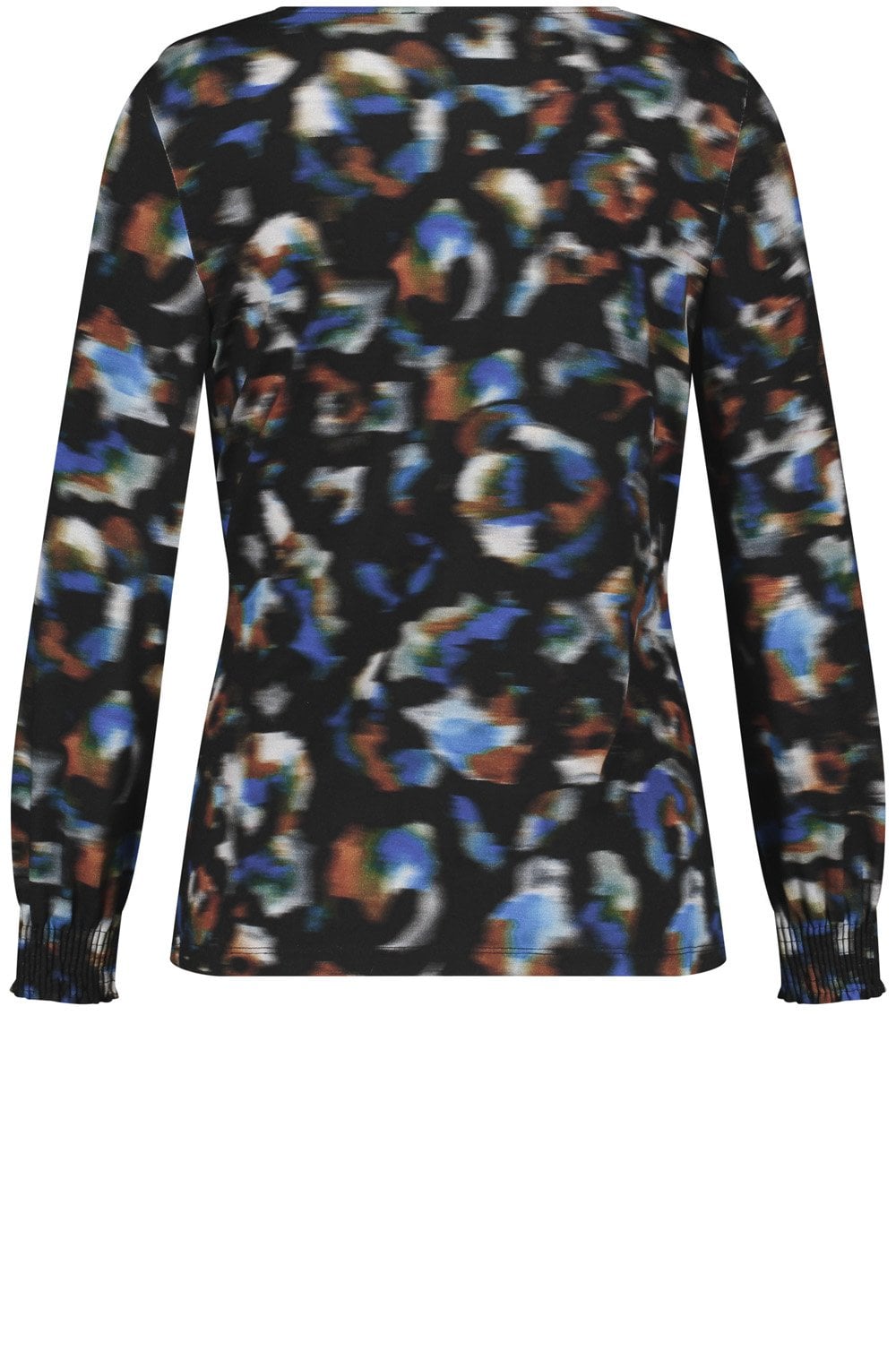 Heather Blue Blurred Top With Smocked Cuffs