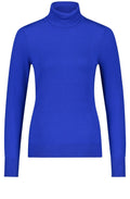 Heather Blue Fine Knit Polo Neck Jumper