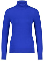 Heather Blue Fine Knit Polo Neck Jumper