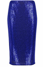 Heather Blue Sequinned Midi Skirt