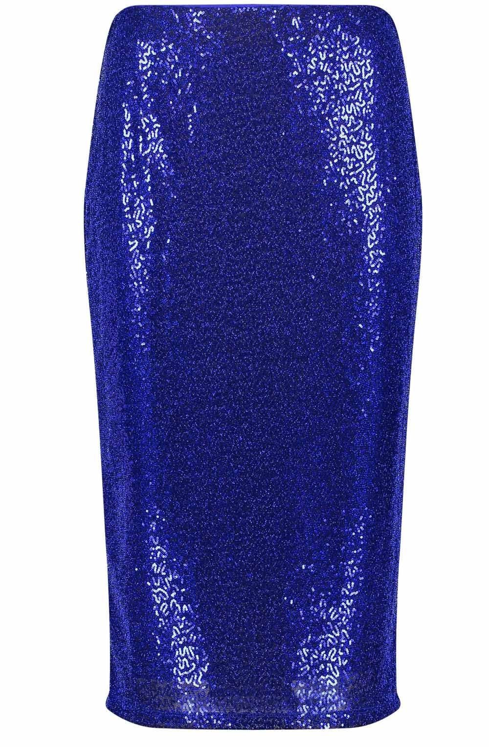 Heather Blue Sequinned Midi Skirt