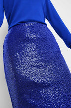Heather Blue Sequinned Midi Skirt