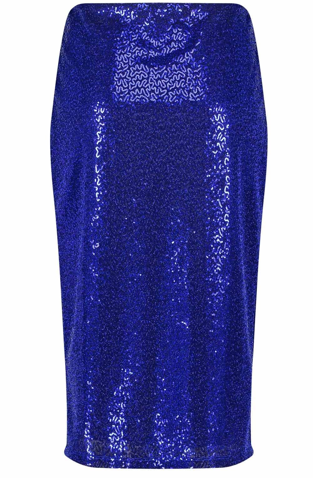 Heather Blue Sequinned Midi Skirt