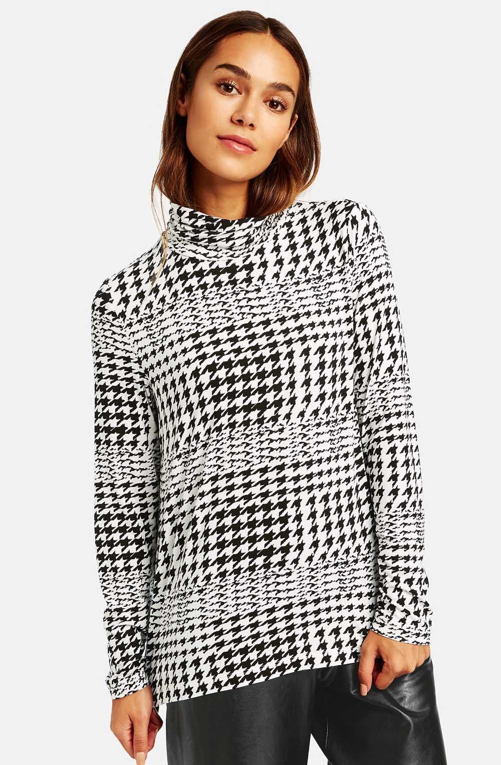 Houndstooth Jersey Top