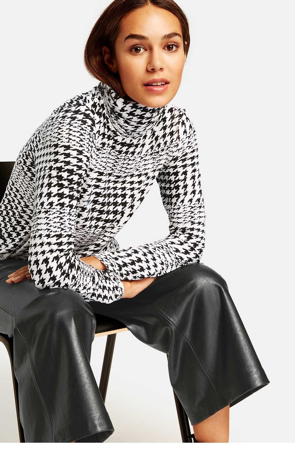 Houndstooth Jersey Top