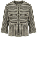Jacquard Jacket With Fringed Hem