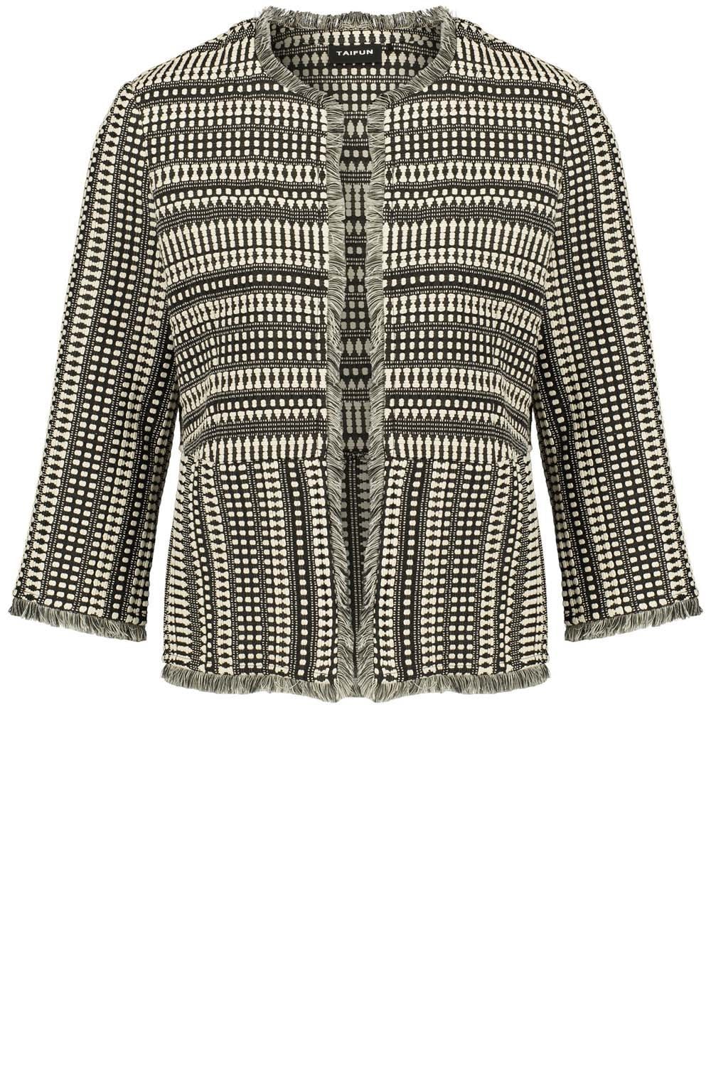 Jacquard Jacket With Fringed Hem