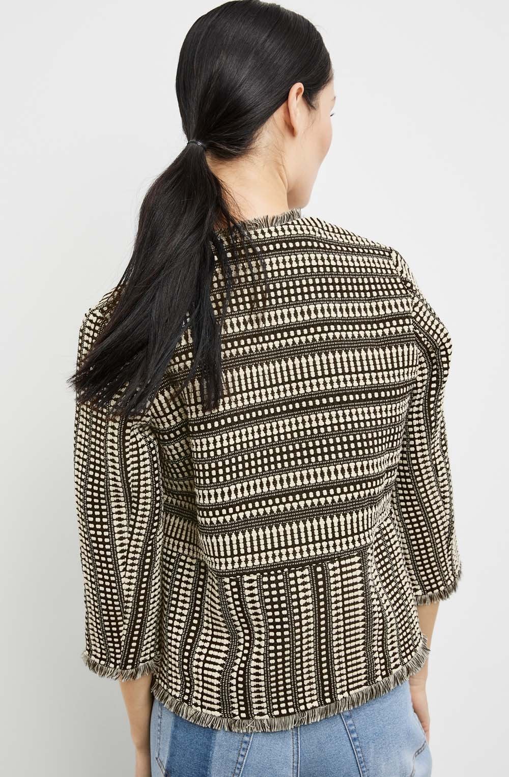 Jacquard Jacket With Fringed Hem