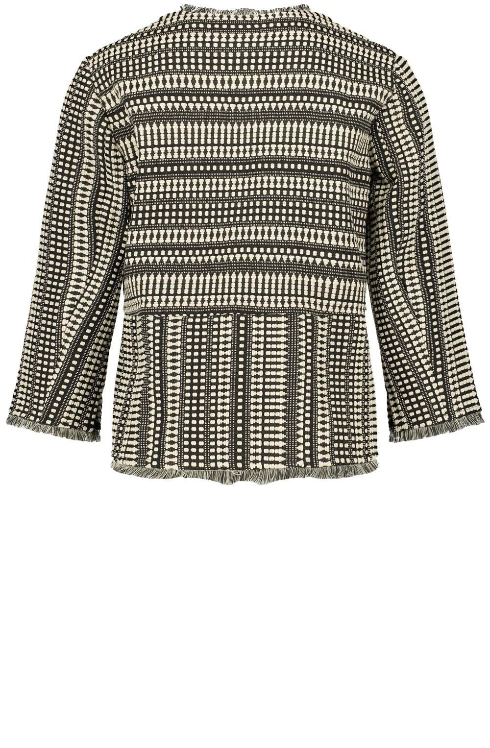 Jacquard Jacket With Fringed Hem