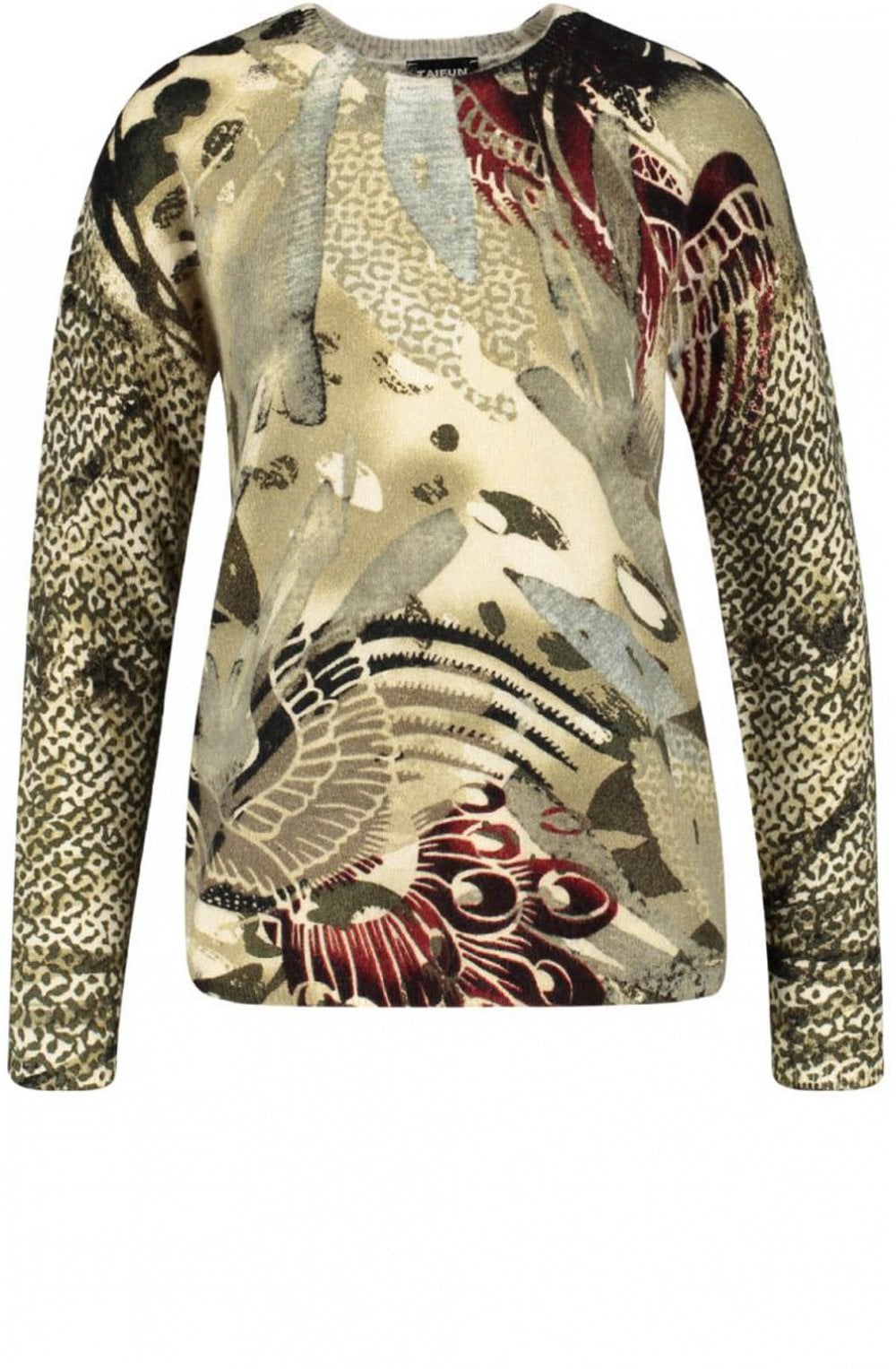 Khaki Abstract Print Knit Jumper