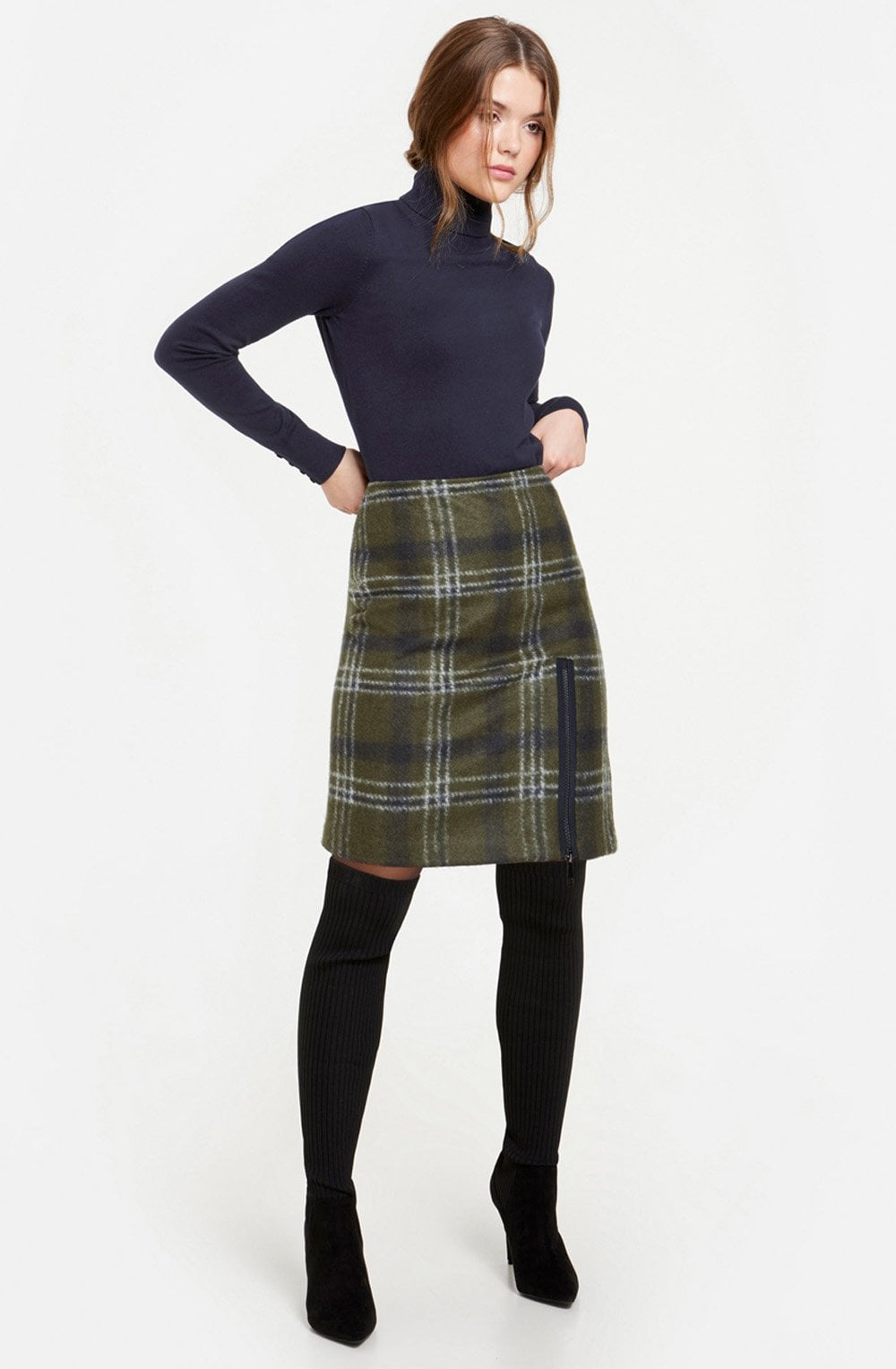 Khaki Check Skirt