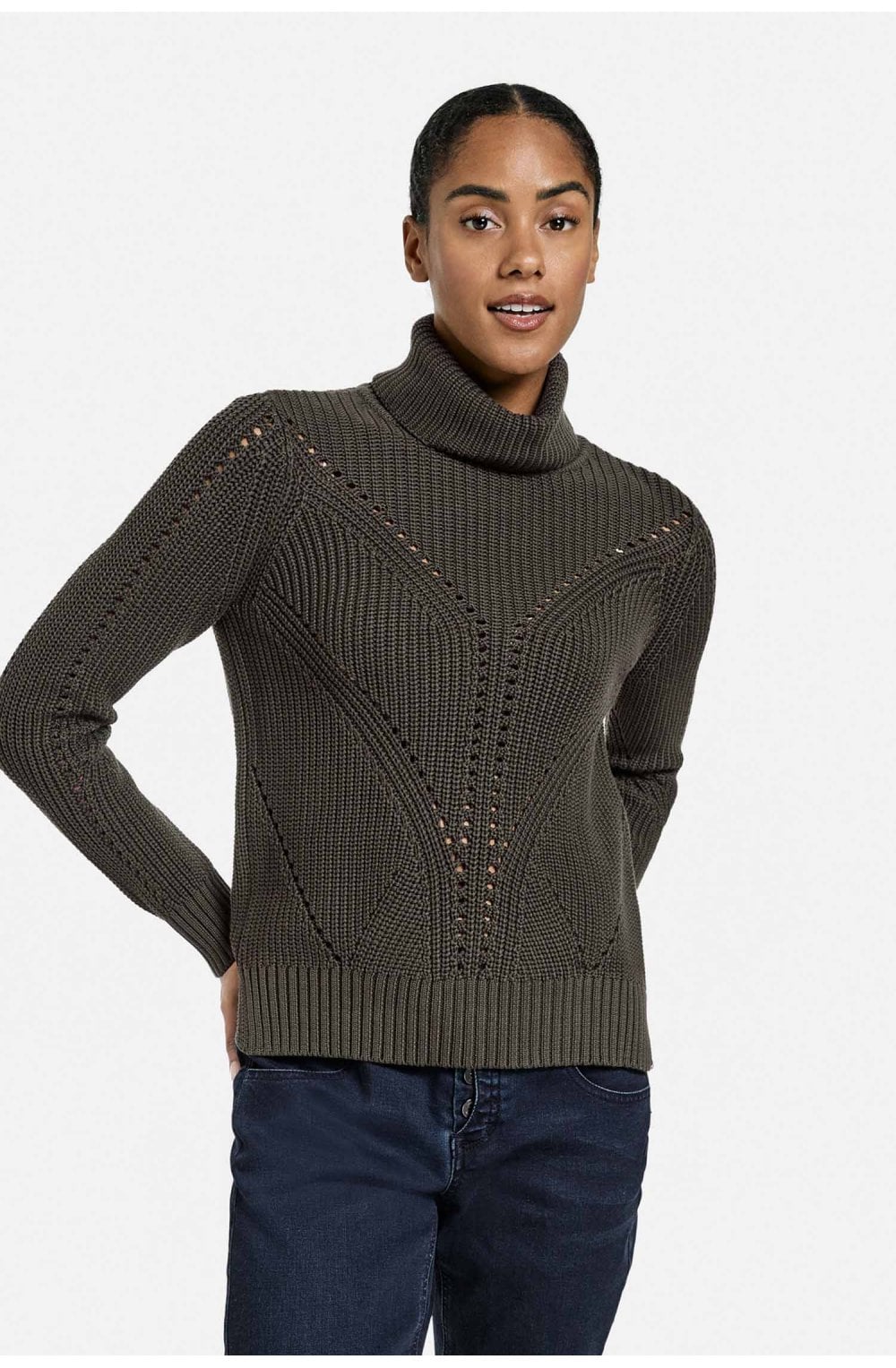 Khaki Chunky Ribbed Jumper
