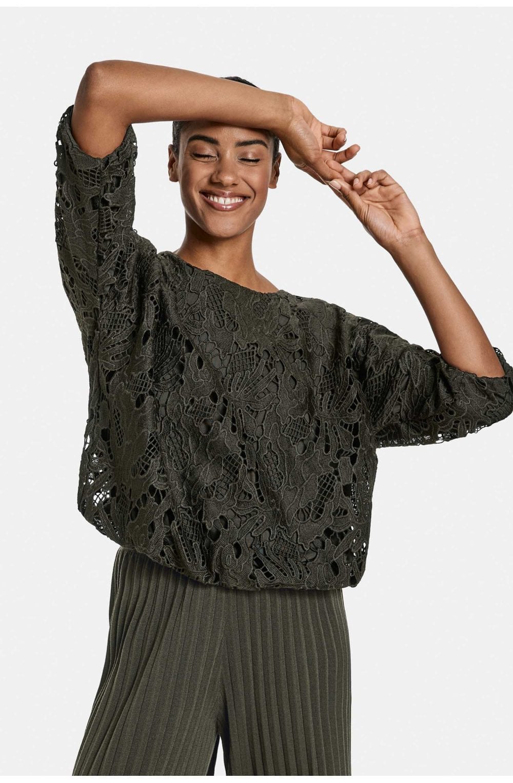 Khaki Crocheted Top